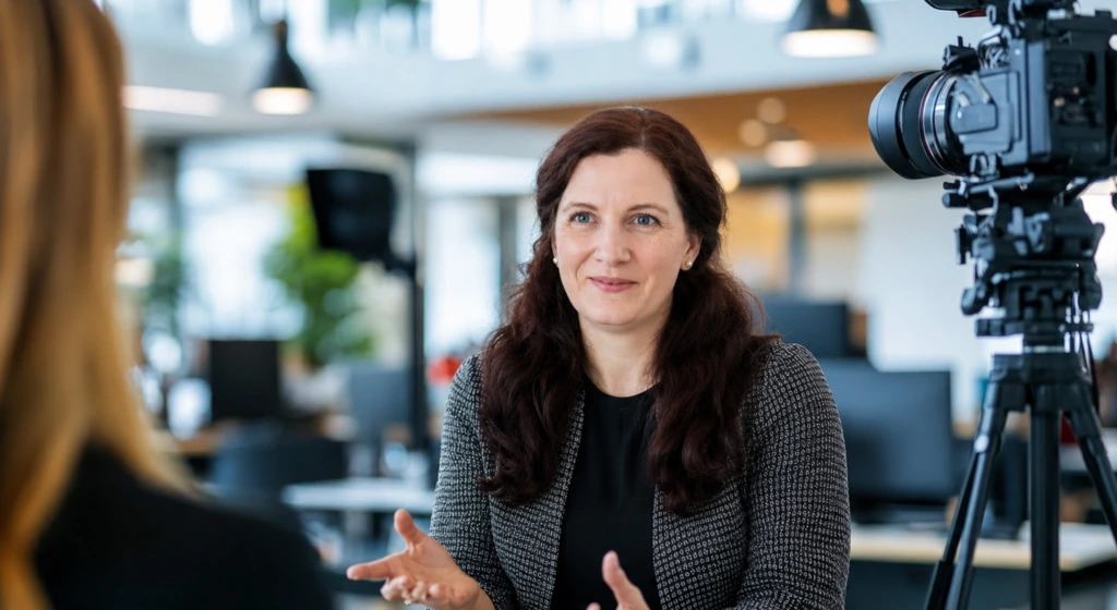 Marie-Charlotte von Heyking beim Interview mit der Presse