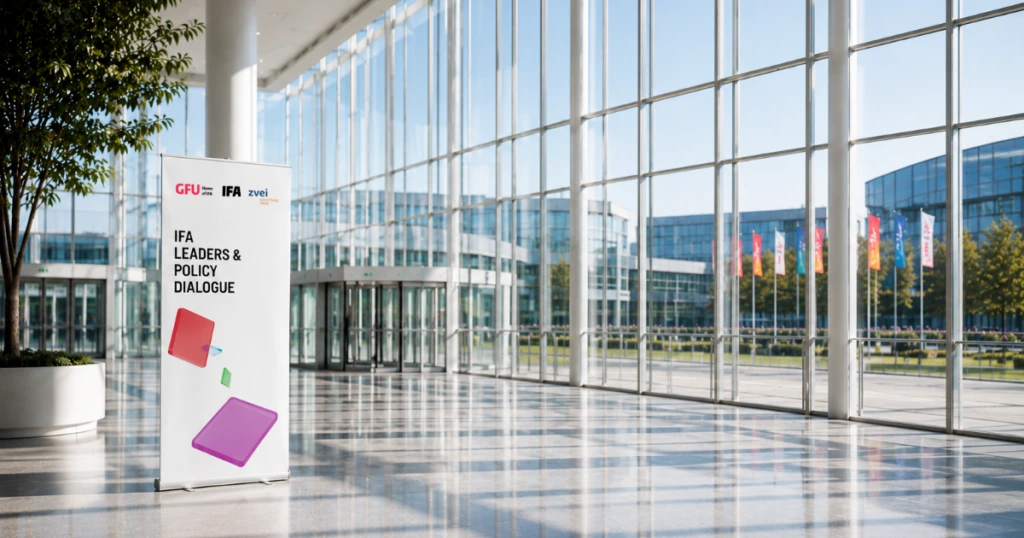 Messefoyer in der Messe Berlin für den IFA Leaders & Policy Dialogue